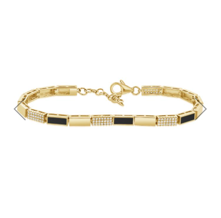 14K GOLD DIAMOND BLACK AGATE KALEY BRACELET