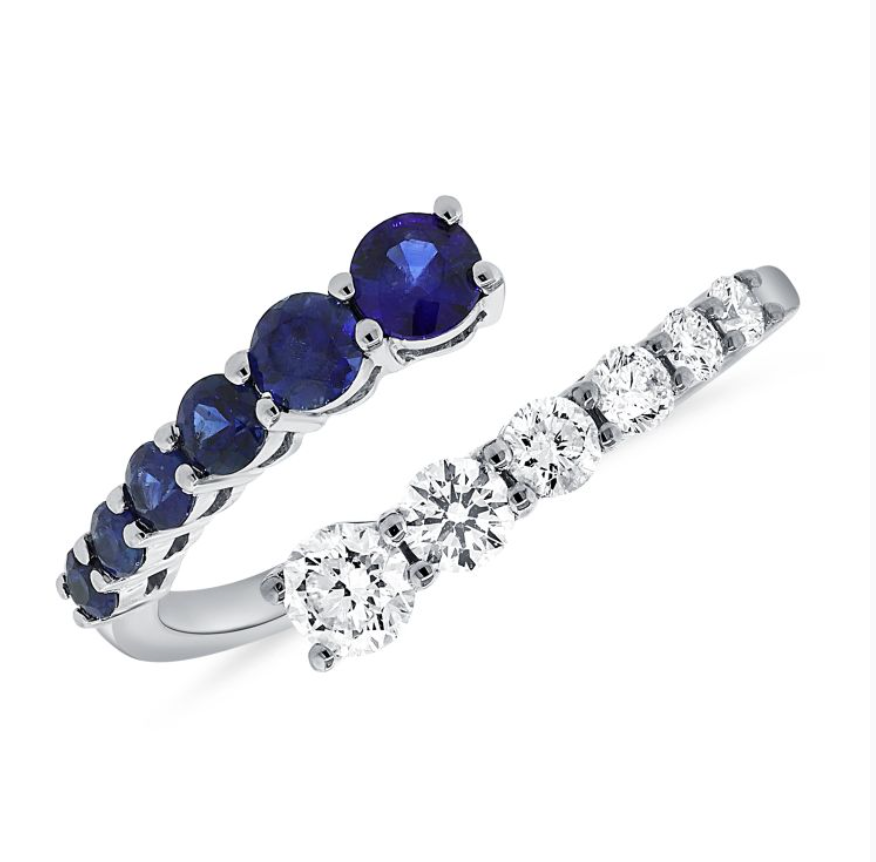 14K GOLD DIAMOND SAPPHIRE LILLY RING