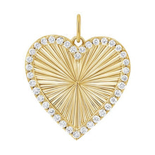 14K GOLD DIAMOND FLUTED HEART CHARM