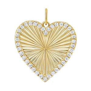 14K GOLD DIAMOND FLUTED HEART CHARM