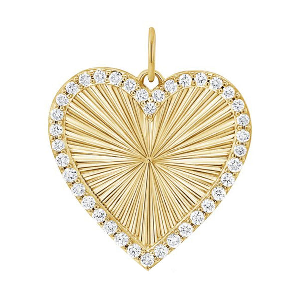 14K GOLD DIAMOND FLUTED HEART CHARM