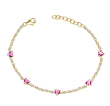 14K GOLD DIAMOND PINK SAPPHIRE JOLIE HEART BRACELET