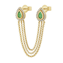 14K GOLD DIAMOND EMERALD GIGI EARRING