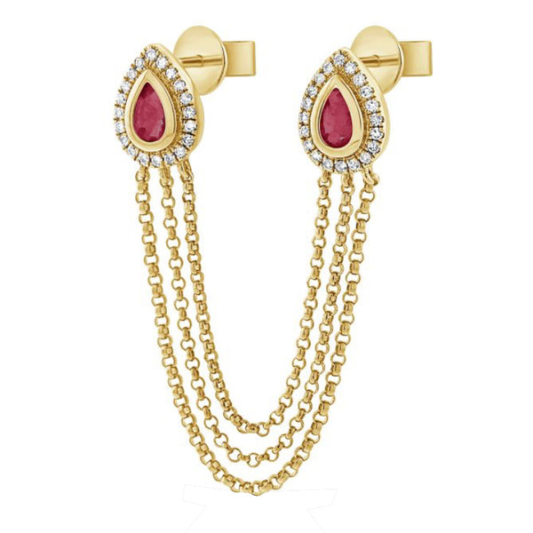 14K GOLD DIAMOND RUBY GIGI EARRING