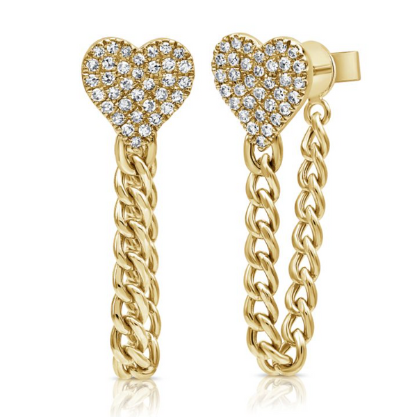 14K GOLD DIAMOND COREY HEART EARRINGS