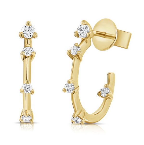 14K GOLD DIAMOND BOBBI HOOPS