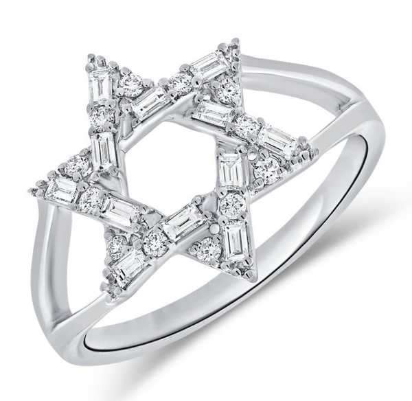 14K GOLD DIAMOND BAGUETTE STAR OF DAVID RING