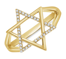 14K GOLD DIAMOND NOA MAGEN DAVID RING