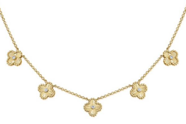 14K GOLD DIAMOND CLAUDIA CLOVER NECKLACE