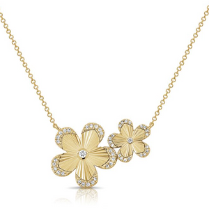 14K GOLD DIAMOND GABI FLOWER NECKLACE