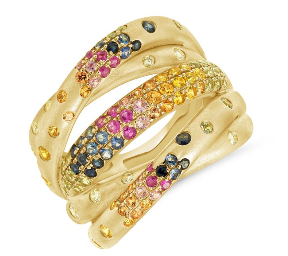 14K GOLD DIAMOND MULTICOLOR SAPPHIRE CASSIE CONFETTI RING