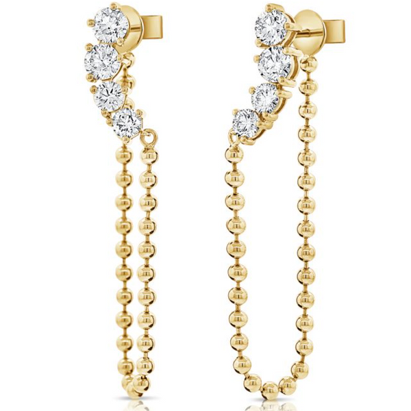 14K GOLD DIAMOND JOJO EARRINGS