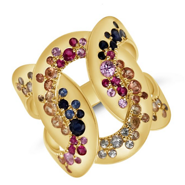 14K GOLD DIAMOND MULTI COLOR SAPPHIRE LEILANI CONFETTI RING