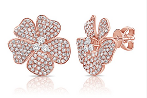 14K GOLD DIAMOND JENNA FLOWER STUDS