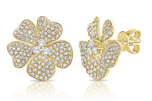 14K GOLD DIAMOND JENNA FLOWER STUDS