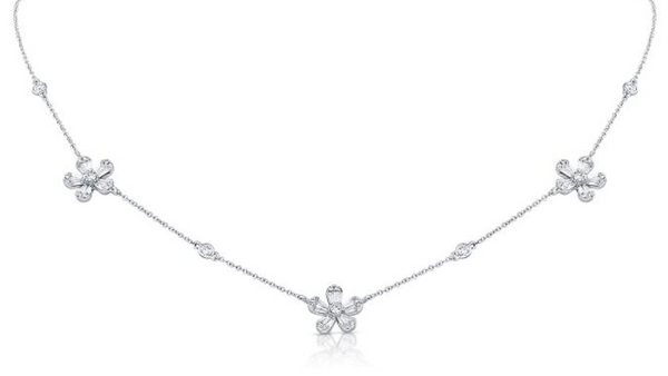 14K GOLD DIAMOND BRANDY FLOWER NECKLACE