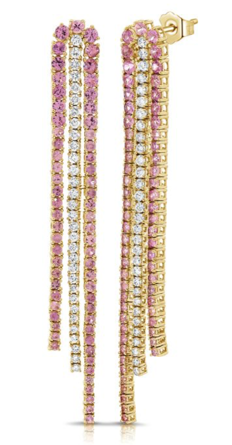 14K GOLD DIAMOND PINK SAPPHIRE REESE EARRINGS