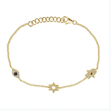 14K GOLD DIAMOND SAPPHIRE MAZEL BRACELET