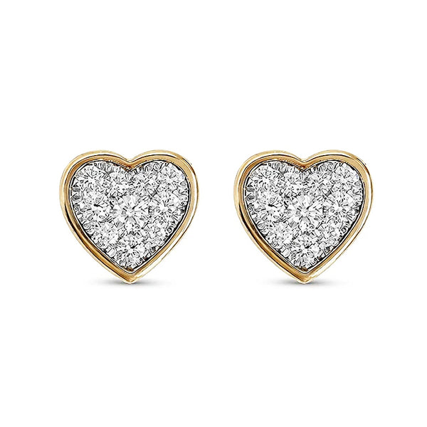 14K GOLD DIAMOND LARGE DYLAN HEART STUDS