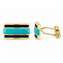 14K GOLD SAPPHIRE TURQUOISE ROBERT CUFFLINKS