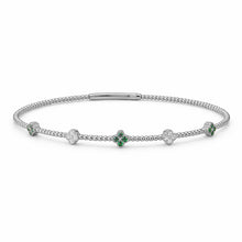14K GOLD DIAMOND EMERALD CLOVER FLEX BANGLE