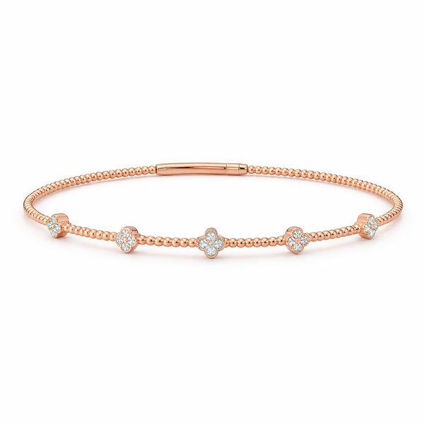 14K GOLD DIAMOND CLOVER FLEX BANGLE