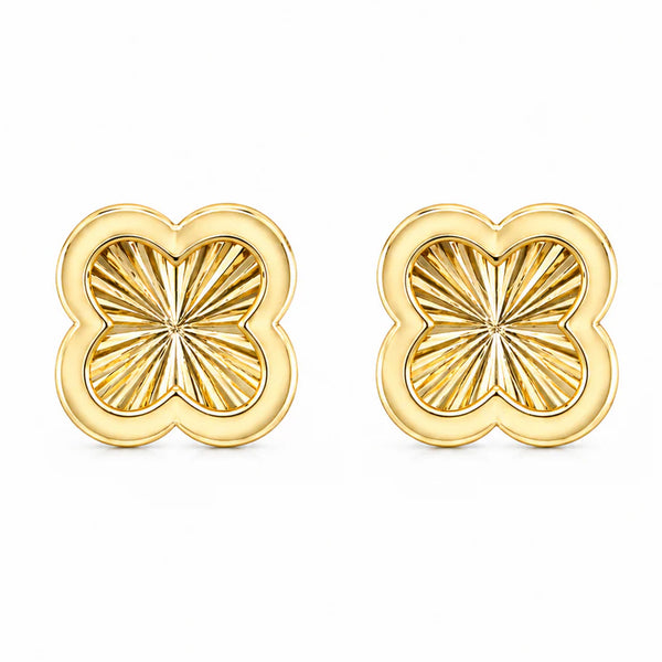 14K GOLD LARGE RAYA CLOVER STUDS