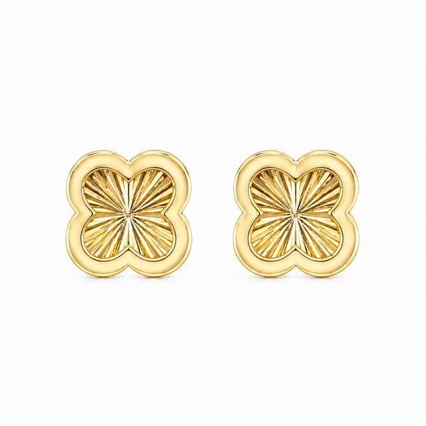 14K GOLD SMALL RAYA CLOVER STUDS