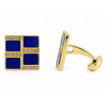 14K GOLD CHAMPAGNE DIAMOND LAPIS COREY CUFFLINKS
