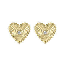 14K GOLD DIAMOND ATARA HEART STUDS