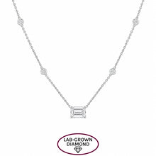 14K GOLD LAB GROWN DIAMONDS BY THE YARD EMERALD NECKLACE