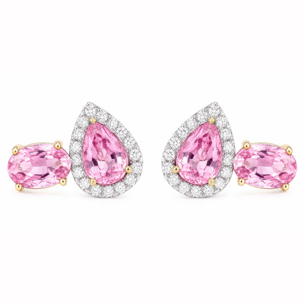 14K GOLD DIAMOND PINK SAPPHIRE ALYSSA STUDS