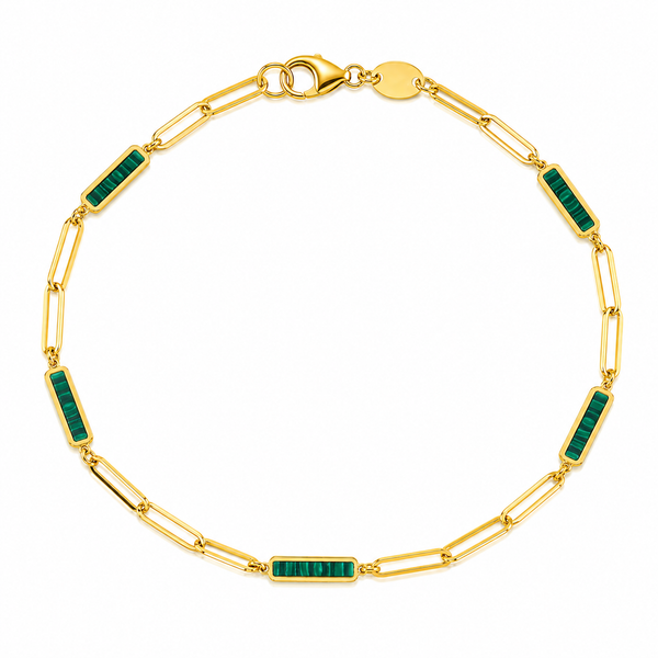 14K GOLD ANNA MALACHITE LINK BRACELET