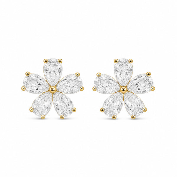 14K GOLD DIAMOND SMALL OLIVIA FLOWER EARRINGS