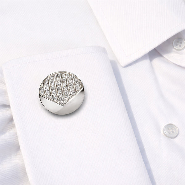 14K GOLD DIAMOND WILSON CUFFLINKS