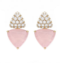 14K GOLD DIAMOND ROSE QUARTZ ISABELLA EARRINGS