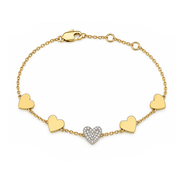 14K GOLD DIAMOND MAEVE HEART BRACELET