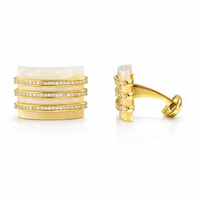 14K GOLD DIAMOND WHITE MOTHER OF PEARL SCOTT CUFFLINKS