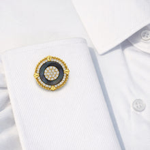 14K GOLD DIAMOND BLACK MOTHER OF PEARL EDWARD CUFFLINKS