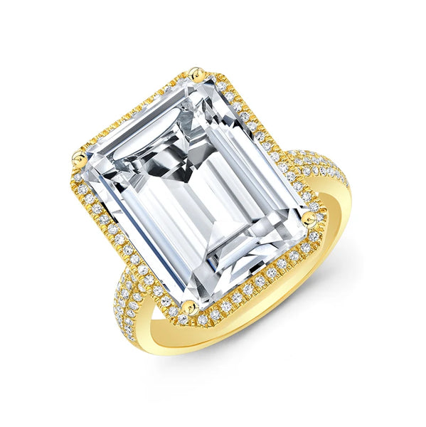 14K GOLD DIAMOND AND WHITE TOPAZ KIMMY RING