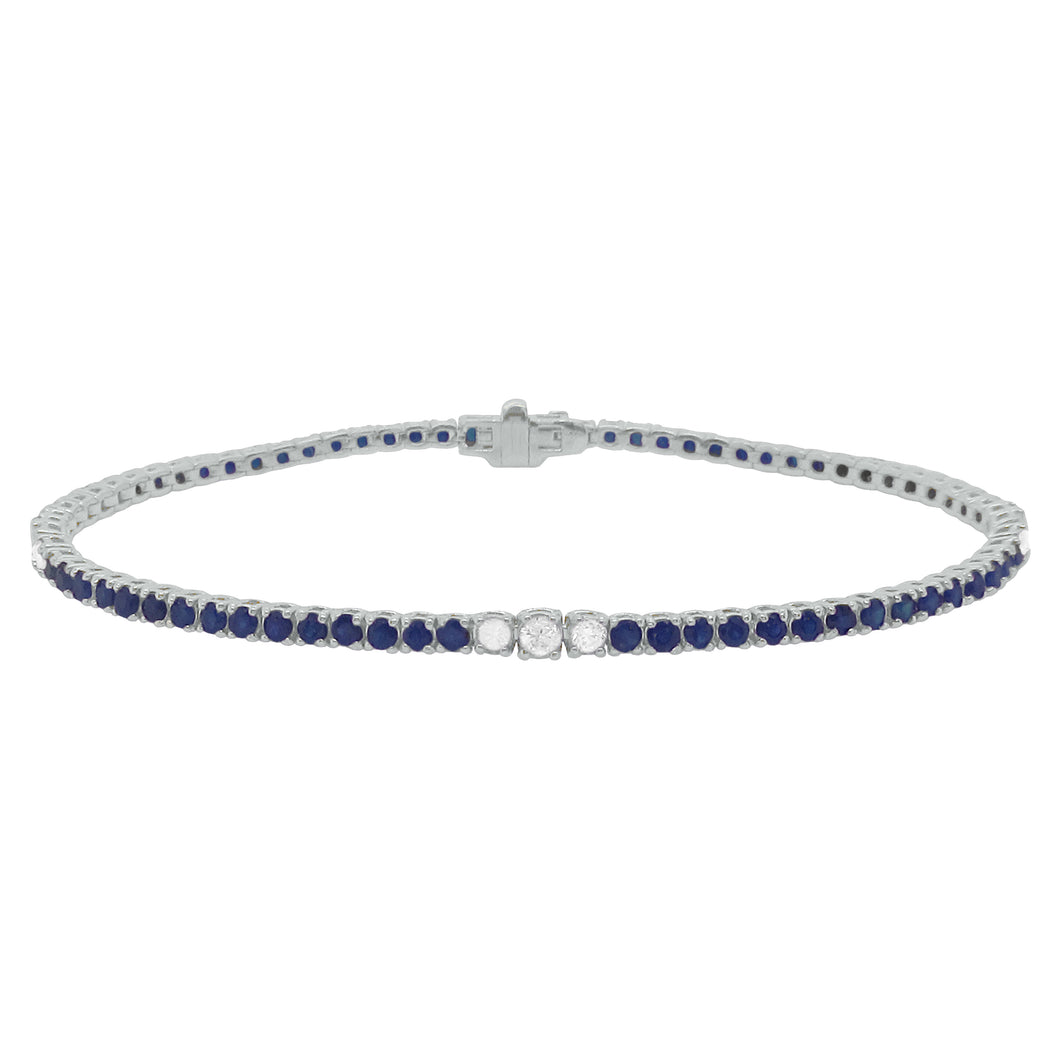 14K GOLD DIAMOND AND BLUE SAPPHIRE MELANIE TENNIS BRACELET