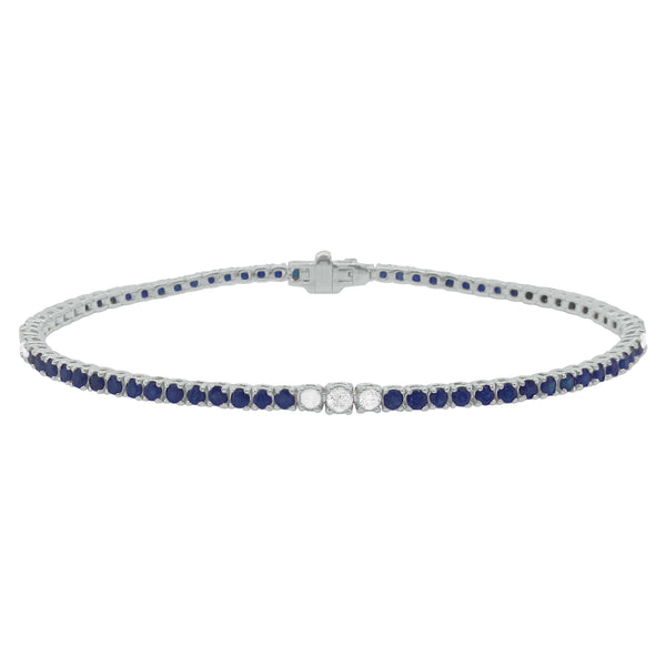 14K GOLD DIAMOND AND BLUE SAPPHIRE MELANIE TENNIS BRACELET