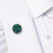 14K GOLD DIAMOND SAPPHIRE AND EMERALD BRETT CUFFLINKS