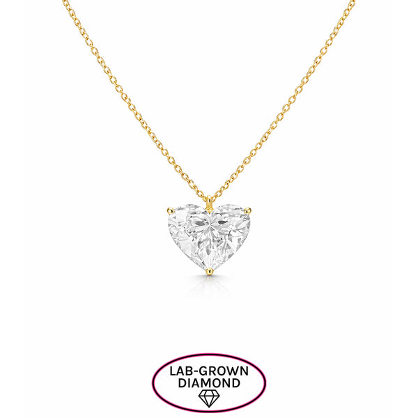 14K GOLD 5.00 CT LAB GROWN DIAMOND HEART NECKLACE