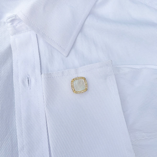 14K GOLD DIAMOND MOTHER OF PEARL CASEY CUFFLINKS