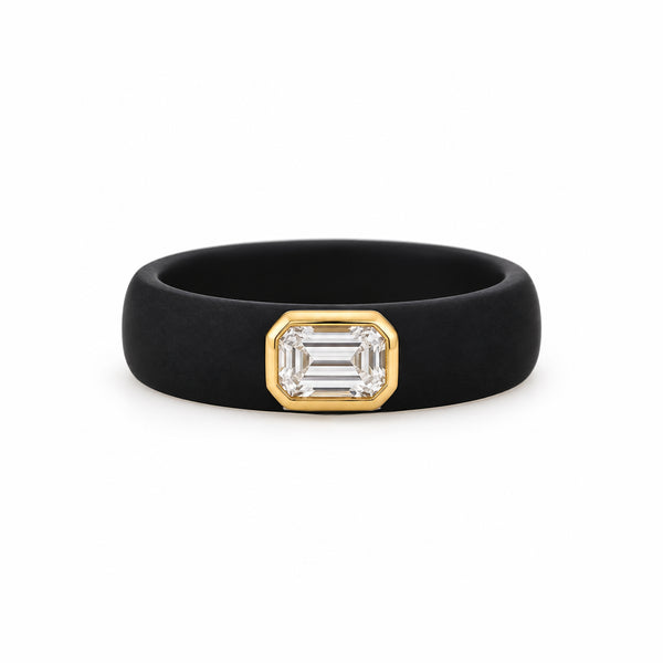 14K GOLD LAB GROWN DIAMOND BLACK SILICONE RING