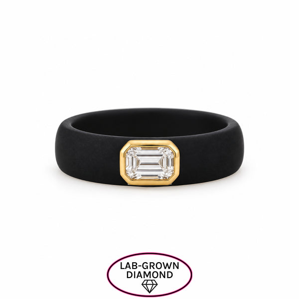 14K GOLD LAB GROWN DIAMOND BLACK SILICONE RING