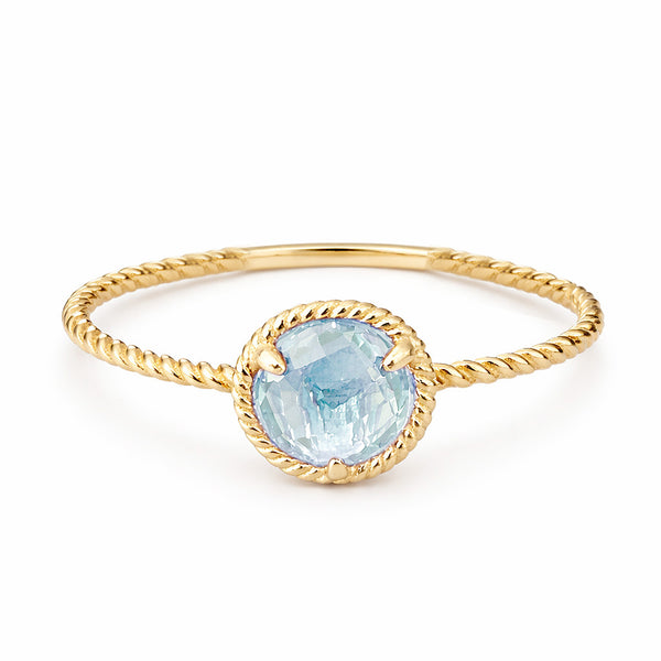 14K GOLD BLUE TOPAZ SELAH ROUND RING