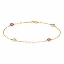 14K GOLD BLUE TOPAZ AMETHYST SELAH ROUND BRACELET