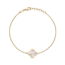 14K GOLD MOTHER OF PEARL MEG CLOVER BRACELET